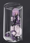  breathplay container face_mask girl_in_a_box hand_on_glass keys latex maid_outfit maid_uniform padlock pipelining purple_eyes purple_hair ruffles shiro sunny tears tentacle trapped tubes 