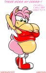 amy_rose anthro areola big_belly big_breasts bottomless breasts clothing daredemon7000 english_text erect_nipples female green_eyes habbodude hair hedgehog huge_breasts nipples pink_hair pregnant sega smile sonic_(series) text torn_clothing