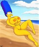 big_breasts erect_nipples marge_simpson mrbooblover nude the_simpsons thighs yellow_skin