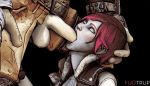 borderlands borderlands_2 borderlands_3 brown_hair deepthroat fellatio fugtrup gif hand_on_head hourglass_figure irrumatio krieg_(borderlands) lilith_(borderlands) oral red_hair source_filmmaker tattooed_girl yellow_eyes