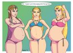 3_girls angry annoyed blonde_hair blue_eyes brown_hair green_eyes pointy_ears pregnant pregnant_belly pregnant_female princess_zelda the_legend_of_zelda zendrid