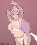 1girl 1girl 1girl arabian_clothes big_breasts blush braid breasts breasts_out_of_clothes dancer dancer_outfit dancing female_only fire_emblem fire_emblem:_awakening harem_outfit high_resolution kalruna looking_at_viewer nintendo nipples olivia_(fire_emblem) pink_eyes pink_hair ponytail see-through solo_female tied_hair twin_braids very_high_resolution