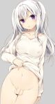  blush edit futanari futanari_edit penis purple_skin small_penis sweater white_hair 