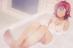  1girl 1girl 1girl ahoge barefoot bathroom bathtub big_breasts blush bokutachi_wa_benkyou_ga_dekinai breasts clavicle cleavage completely_nude dark_skin feet high_resolution indoors medium_breasts nipples nude nude_filter purple_eyes red_hair sasaki_masakatsu screen_capture short_hair soles takemoto_uruka tan_line tanned third-party_edit toes wet 