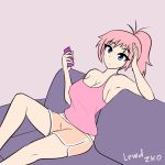 1:1_aspect_ratio 1girl ahegao armpits artist_name blue_eyes breasts camera_phone cleavage couch crystal_(lewd-zko) emoticon exposing_breasts food forced_exposure fruit gif gif hypnosis lewd-zko looking_pleasured looking_up loose_clothes melon mind_control navel nipples no_bra open_mouth original original_character phone pink_background pink_hair ponytail shirt shirt_lift short_hair shorts smartphone strap_slip taking_picture tank_top tech_control tied_hair tongue tongue_out undressing