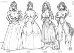 aladdin_(series) beauty_and_the_beast big_breasts breasts crossover crown disney hsefra princess_aurora princess_belle princess_jasmine rapunzel sleeping_beauty tangled