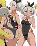  1boy 1girl ass ass_grab bea_(pokemon) big_penis breasts dark_skin fellatio female_human game_freak hands_on_ass highleg_swimsuit human hypno hypnosis male/female multiple_views nintendo one-piece_swimsuit oral oral_sex penis penis_in_mouth pokemon short_hair small_breasts sucking sucking_penis 