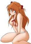 asuka_langley_souryuu blue_eyes censored convenient_censoring hair_over_breasts hetano_yokozuki neon_genesis_evangelion nude panties panties_only red_hair topless underwear underwear_only