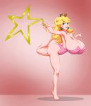 ass baton big_ass big_breasts breasts cleavage commission female gymnastics gymnastics_ribbon leotard princess_peach rhythmic rhythmic_gymnastics ribbon ribbon_baton ribbon_rhythmic_gymnastics solo super_mario_bros.