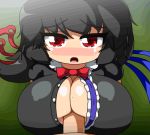 1girl animated animated_gif asymmetrical_wings black_hair blush breasts crying engulfing_paizuri gif houjuu_nue huge_breasts joullyn paizuri paizuri_under_clothes penis red_eyes touhou uncensored wings