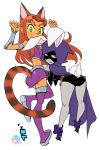  2_girls alien_girl animal_ears ass boots bunny_girl bunny_raven cape cat_girl cat_starfire dc_comics fangs high_heel_boots high_heels hood multiple_girls raven_(dc) red_hair ricken starfire tail teen_titans 