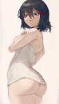  1girl 1girl 1girl areola ass back bangs black_hair blue_eyes blush breasts cowboy_shot embarrassed hair_between_eyes high_resolution kataku_musou kill_la_kill large_ass looking_at_viewer looking_down matoi_ryuuko multicolored_hair naked_towel nipples open_mouth red_hair short_hair side_butt skindentation small_breasts standing streaked_hair thighs towel two-tone_hair underbutt very_high_resolution viewed_from_below wet wet_hair 