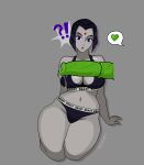 1boy 1girl beast_boy big_ass big_breasts big_penis blacked_clothing color color_edit dc_comics green_skin grey_skin horsecock love_hearts parody penis_awe purple_eyes purple_hair qumer rachel_roth raven_(dc) shocked sitting sports_bra sportswear teen_titans wide_hips