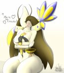 between_breasts breasts covering_breasts cuddle heart helioptile hugging latiar027 milotic pokemon