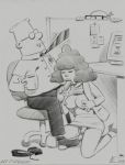 2002 alice_(dilbert) breasts dilbert dilbert_(series) fellatio high_heels julius_zimmerman_(artist) monochrome office oral skirt wally_(dilbert)