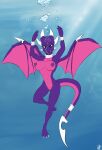  1girl bubbles byondrage colored_sketch cynder dragon female nude scalie spyro_the_dragon swimming tagme the_legend_of_spyro underwater wings 