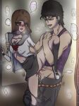 aly_artist artist_self-insert artist_signature bathroom bathroom_sex bathroom_stall black_hair black_panties brown_hair caught caught_in_the_act choker cleavage femsub goth_girl jjba jojo's_bizarre_adventure jojo_reference jotaro_kujo muscular_male pink_eyes school school_girl school_uniform schoolgirl self_insert skirt skirt_around_belly skirt_lift skirt_up standing standing_on_one_leg stardust_crusaders stockings unbuttoned unbuttoned_shirt vaginal vaginal_penetration vaginal_sex xcorpseprincessx