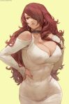 1girl 1girl 1girl 2022 artist_signature atlus big_breasts breasts choker cleavage clothed_female cutesexyrobutts dress elegant elegant_dress female_focus female_only hair_over_one_eye hands_on_hips high_res high_res hips huge_breasts long_hair mature mature_female mitsuru_kirijo patreon patreon_paid patreon_reward persona persona_3 red_eyes red_hair sega simple_background slim_waist solo_female solo_focus tagme thick_lips thick_thighs thighs very_high_resolution video_game_character video_game_franchise white_dress wide_hips