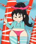  black_hair bluelimelight disney hazel_eyes panties smile solo v vanellope_von_schweetz wreck-it_ralph 