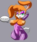 2013 anthro areola big_breasts breasts brown_hair bunnie_rabbot cyborg_(designation) english_text erect_nipples female gblastman green_eyes hair huge_breasts lagomorph looking_at_viewer nipples nude open_mouth pussy rabbit sega smile sonic_(series) text