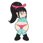  anus ass black_hair bluelimelight disney hazel_eyes looking_back smile solo thong vanellope_von_schweetz wreck-it_ralph 