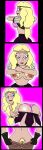  1girl blonde_hair blue_eyes comic_strip ferozyraptor freckles milo_murphy&#039;s_law panties pantyhose skirt_removed third-party_edit undressing veronica_(milo_murphy&#039;s_law) 