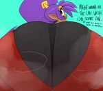 1girl ass ass_expansion big_ass bubble_ass bubble_butt butt_expansion musky ota_(artist) seductive sexy sexy_ass shantae shantae_(character) simple_background smelly_ass solo_female text thick_ass thick_thighs wayforward wide_hips