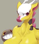  anthro applesarcum blush breasts bust equine female girafarig giraffe looking_at_viewer nintendo pokemon solo sunibee video_games 