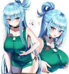 1girl 1girl 1girl absurd_res adamant369 apron aqua_(konosuba) ass big_ass big_breasts big_breasts blue_eyes blue_hair breasts cleavage clothed_female female_focus female_only high_res high_res kono_subarashii_sekai_ni_shukufuku_wo! leaning_forward long_hair looking_at_viewer mature mature_female naked_apron solo_female solo_focus thick_thighs thighs wide_hips