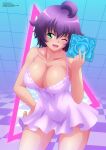 1girl big_breasts big_breasts condom condom_wrapper huge_breasts yukino_akaihi yukino_memories zel-sama