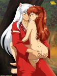 ass asuka_langley_souryuu crossover cum female hair hentaimatchmakers inuyasha long_hair male neon_genesis_evangelion penis red_hair sideboob testicles uncensored white_hair