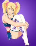 1girl big_breasts blackangel014 blonde_hair blue_eyes breasts cheerleader female_only juliet_starling lollipop_chainsaw pervyangel solo