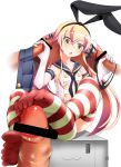 animal_ears bunny_ears censored cra4 fake_animal_ears feet footjob gradient_hair handjob kantai_collection multicolored_hair no_shoes panties pantyjob penis rensouhou-chan shimakaze_(kantai_collection) soles thighhighs thong toe_scrunch toes underwear