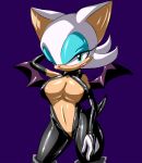 2013 anthro areola bat big_breasts blue_eyes breasts female gblastman hair huge_breasts looking_at_viewer navel nipple_slip rouge_the_bat rubber sega skimpy smile solo sonic_(series) spandex tight_clothing white_hair wings