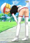 1girl ;d arm arms art ass babe bbmbbf bent_over black_clothes black_uniform blonde blonde_hair blush boots breasts cabbie_hat clenched_teeth cloud domino_(pokemon) drill_hair elbow_gloves full_body gloves grass grin hat legs looking_at_viewer medium_breasts midriff miniskirt naughty_face nintendo no_panties one_eye_closed outside palcomix pencil_skirt pokemon pokemon_(anime) pokemon_(movie) pokepornlive puffy_sleeves purple_eyes pussy road short_hair skirt skirt_lift sky smile standing team_rocket teeth thigh_boots tree twin_drills twin_tails uncensored uniform upskirt white_boots white_gloves white_hat white_skirt wink