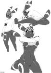  anthro anthrofied breasts eeveelution female headphones monochrome nintendo plain_background pokemon pokemorph sunibee sweetsing umbreon underboob video_games 