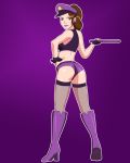  1girl big_breasts breasts brown_eyes brown_hair cop female_only full_body looking_back nightstick pervyangel police police_uniform policewoman rear_view saints_row saints_row_3 saints_row_the_third shaundi stockings stockings_under_boots 