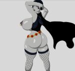 1girl arms_up ass ass_focus big_ass big_breasts breasts bubble_butt cape caucasian clothed curvy dark_hair dat_ass dc_comics exposed_breasts extra_thicc fat_ass fishnet_stockings from_behind half_demon huge_ass huge_breasts legs leotard lewdsorcerer looking_at_viewer looking_back nipple_piercing nipples posing rachel_roth raven_(dc) revealing_clothes round_ass sexy sideboob skin_tight slut standing superheroine teen_titans thick thick_ass thick_thighs thong_leotard wide_hips