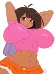  backpack_(dora_the_explorer) big_breasts breasts brown_eyes brown_hair brown_skin dark-skinned_female dora_marquez dora_the_explorer erect_nipples female latina mexican nick_jr. nickelodeon nipples solo sssonic2 tease 