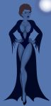 1girl areola_slip areolae breasts earring eyebrows eyelashes full_body glasses halloween long_legs moon night nipple_slip nipples peggy_hill single_earring solo standing