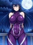  1girl alluring big_breasts blue_hair bodysuit breast_hold covered_navel crossed_arms female_only green_eyes high_res igawa_asagi joker_(artist) kunoichi legs long_hair looking_at_viewer pink_lipstick smile taimanin_(series) taimanin_asagi taimanin_asagi_battle_arena 