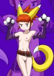 1girl animal_ears blush breasts cosplay digimon digimon_tamers female gloves makino_ruki nipples nude pussy rika_nonaka solo tail