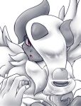 absol blush breasts female hairjob human krona male mega_absol mega_evolution monochrome nintendo nipples pokemon pokephilia video_games