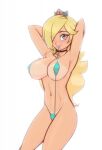 1girl alluring armpits arms_behind_head big_breasts eye_contact lipstick looking_at_viewer mario_(series) mouth_hold pink_lipstick pose posing pov_eye_contact princess_rosalina rosalina scorpdk seductive_look sling_bikini smile super_mario_bros. tan_line thighs