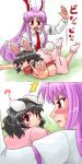  2girls anger_vein animal_ears bunny_ears comic feet female footwear inaba_tewi multiple_girls reisen_udongein_inaba sasuke_(artist) sasuke_(sasuke_no_sato) silent_comic socks spanked spanking tears touhou 