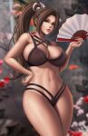 1girl alluring athletic_female big_breasts bikini black_bikini brown_eyes brown_hair female_abs female_focus female_only fit_female flowerxl king_of_fighters long_hair mai_shiranui snk tagme thick_thighs wide_hips