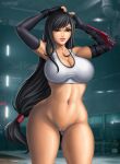 1girl alluring bare_legs big_breasts brown_hair female_focus female_only final_fantasy_vii final_fantasy_vii_remake fingers flowerxl high_res high_resolution long_hair naked_from_the_waist_down patreon patreon_reward sexy sexy_body sexy_breasts sexy_legs square_enix tagme tifa_lockhart