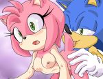 amy_rose anthro blue_hair blush breasts cute female furry green_eyes hair hedgehog hetero licking male nipples nude open_mouth pink_hair randomguy999 sega sex sonic_(series) sonic_the_hedgehog tongue