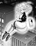 1girl ass big_ass camera_phone monochrome one-punch_man short_hair tatsumaki_(one-punch_man)