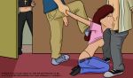 2boys arm_grab artist_request breasts crying daria daria_morgendorffer deepthroat english_text erection fellatio forced_deepthroat forced_fellatio gag gagging open_shirt oral penis quinn_morgendorffer rape red_hair rough_sex shirt shirt_up skinny slim teen thong_panties throat_bulge